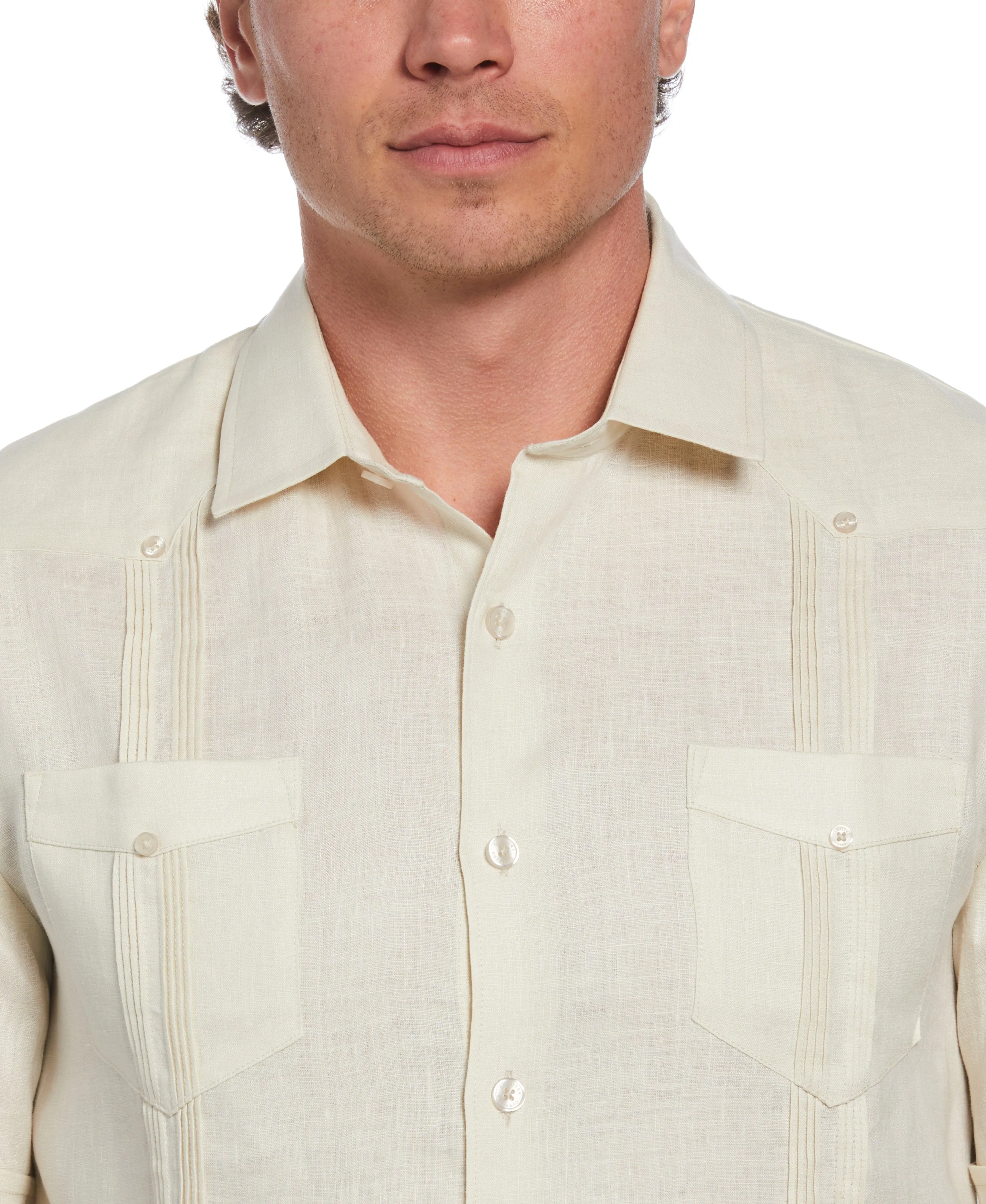 100% Linen Four-Pocket Guayabera Shirt