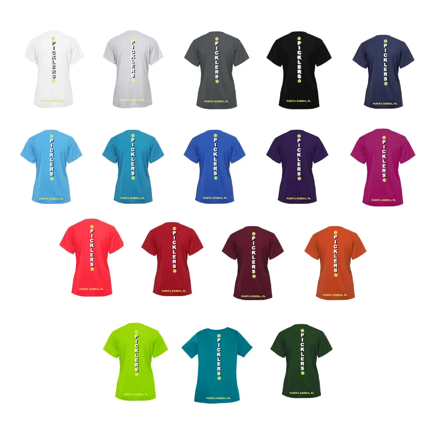 2024 Peace River Picklers Pickleball Ladies Performance Short Sleeve Shirt - Design 4