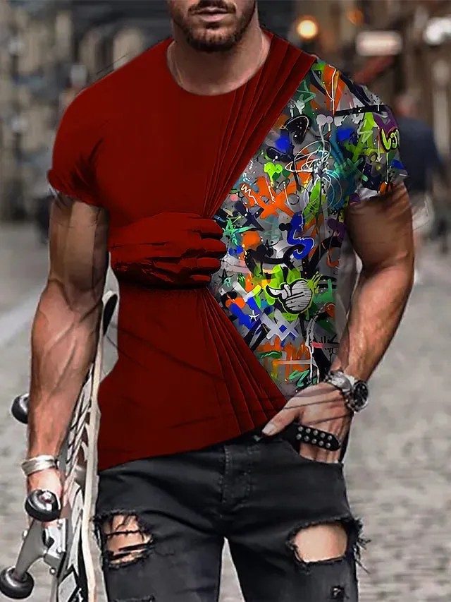 3D Graphic Printed Short Sleeve Shirts Hand