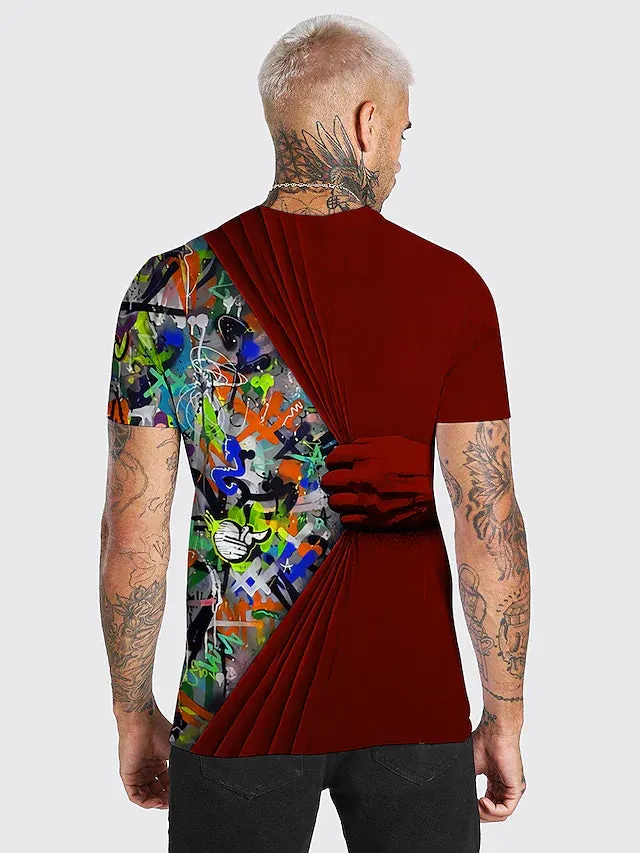3D Graphic Printed Short Sleeve Shirts Hand
