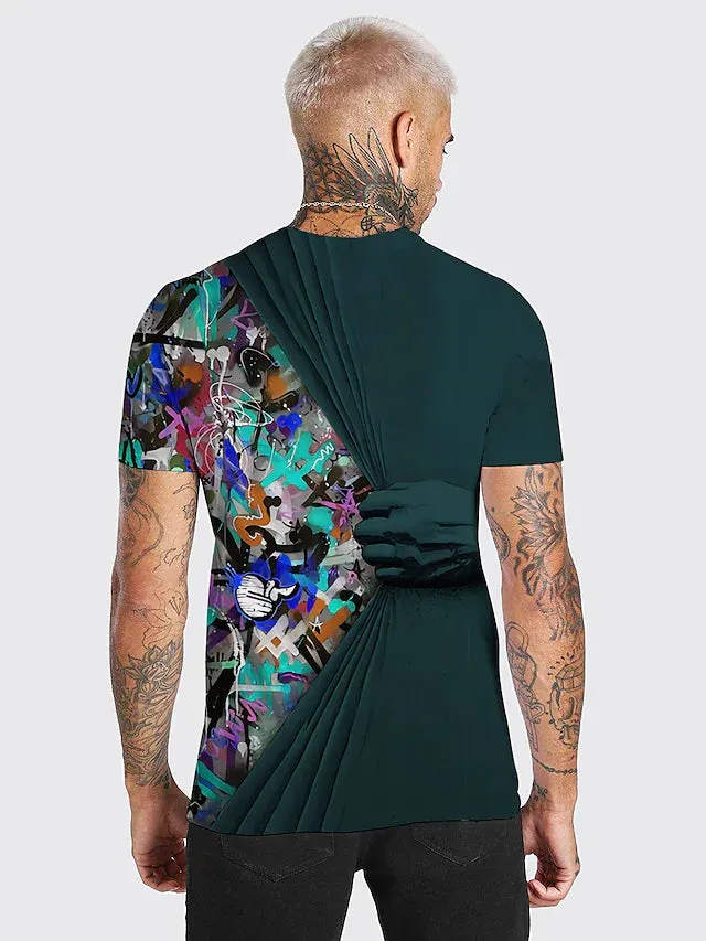3D Graphic Printed Short Sleeve Shirts Hand