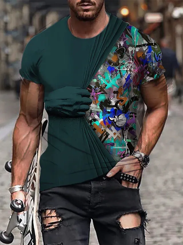 3D Graphic Printed Short Sleeve Shirts Hand