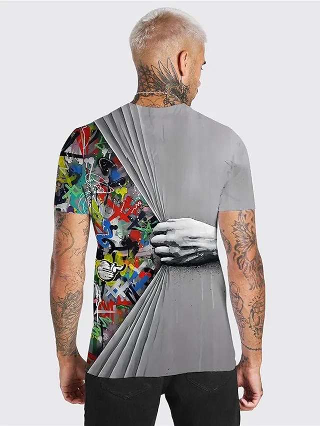 3D Graphic Printed Short Sleeve Shirts Hand