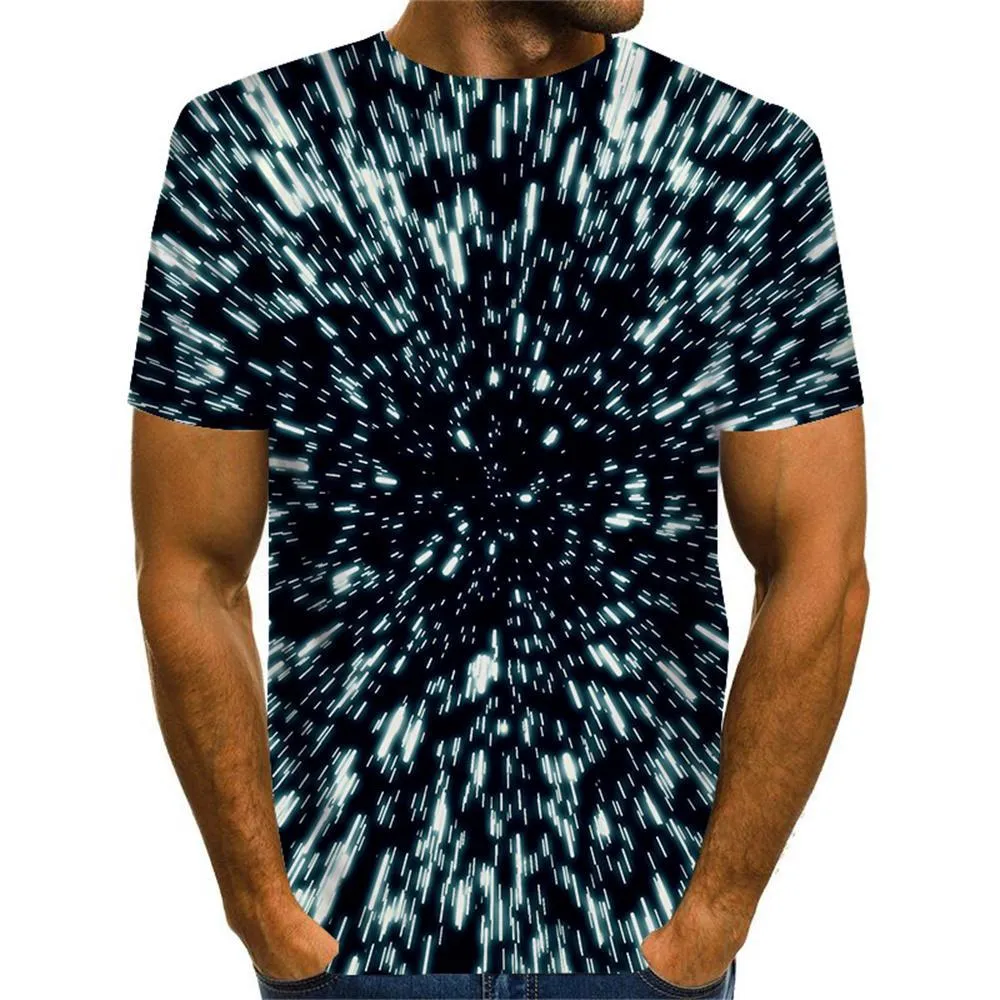 3D Graphic Printed Short Sleeve Shirts Optical Illusion