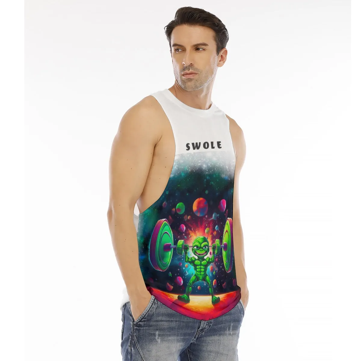 All-Over Print Men's O-neck Long Tank Top Beastzone 132 alien swole print