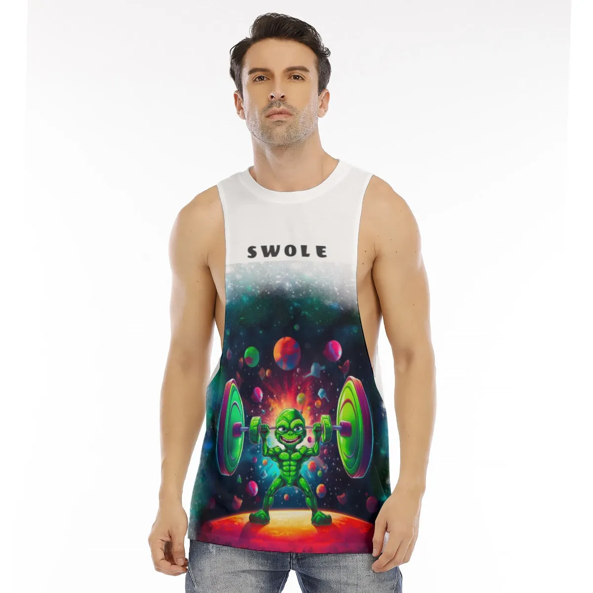 All-Over Print Men's O-neck Long Tank Top Beastzone 132 alien swole print