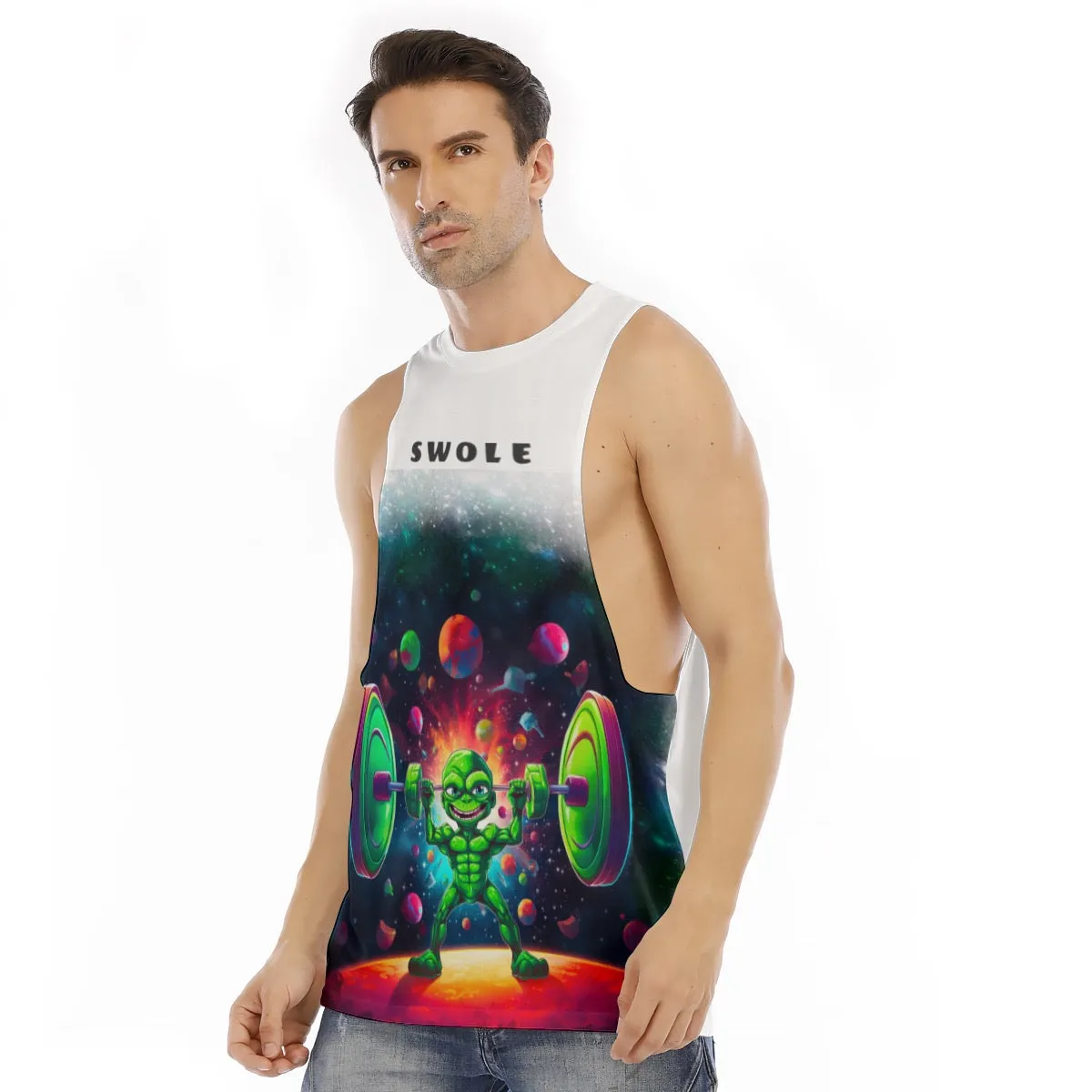 All-Over Print Men's O-neck Long Tank Top Beastzone 132 alien swole print