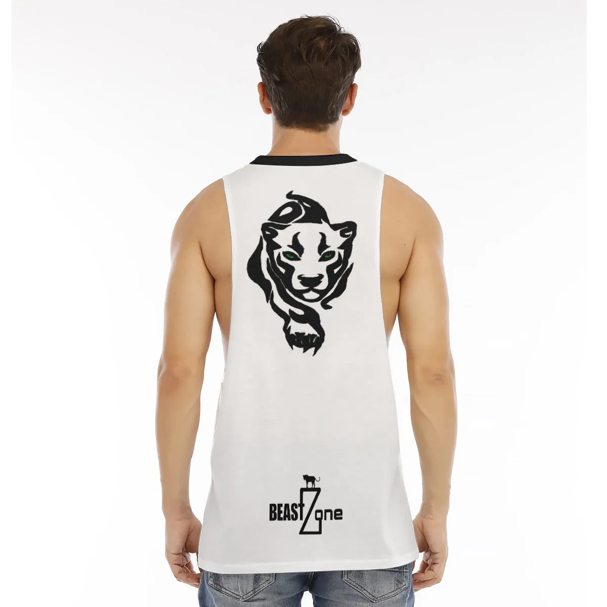 All-Over Print Men's O-neck Long Tank Top beastzone 145 print