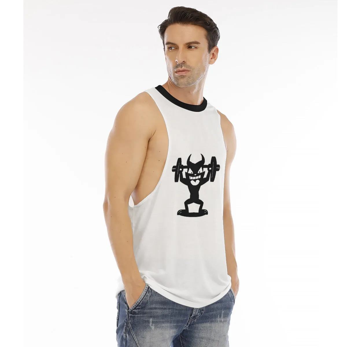 All-Over Print Men's O-neck Long Tank Top beastzone 145 print