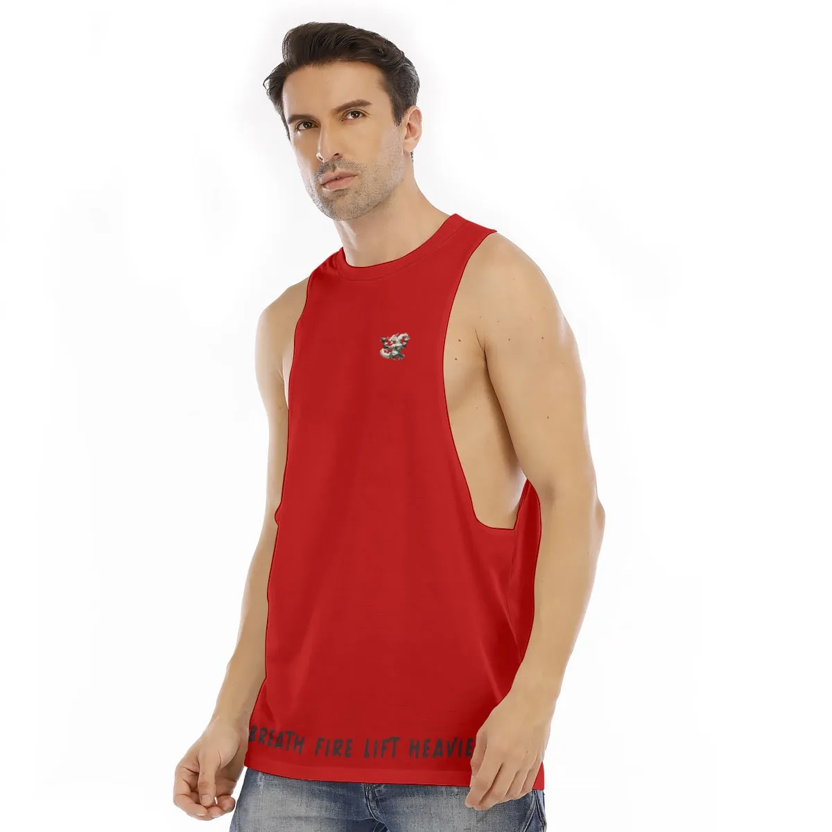 All-Over Print Men's O-neck Long Tank Top breath fire lift heavier