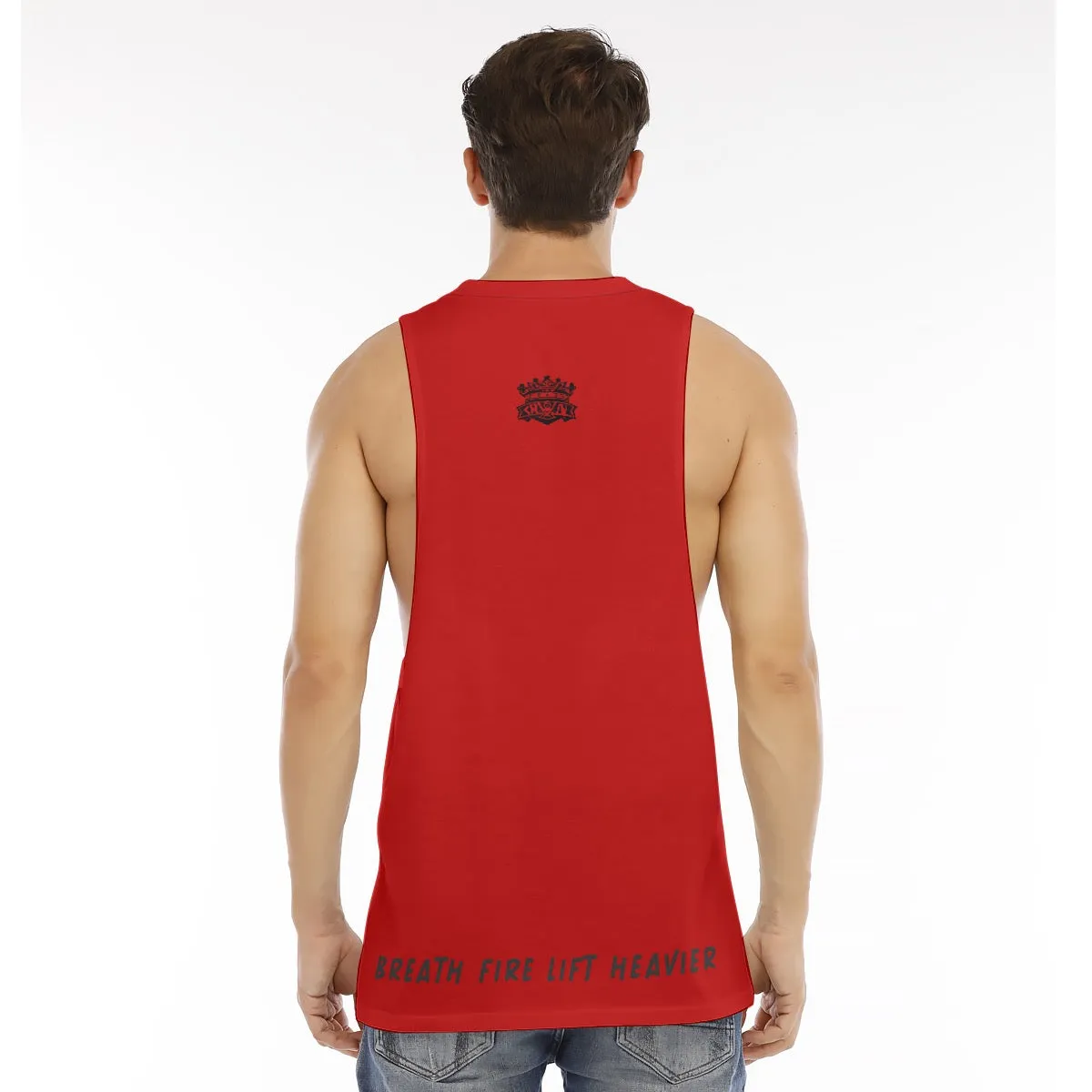 All-Over Print Men's O-neck Long Tank Top breath fire lift heavier