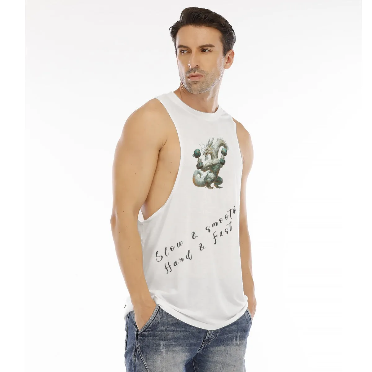 All-Over Print Men's O-neck Long Tank Top dragon sshf