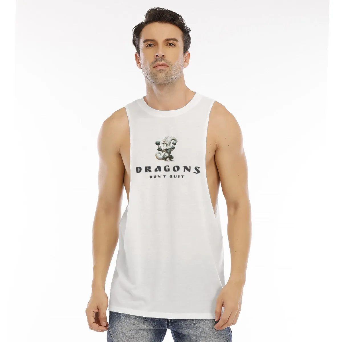 All-Over Print Men's O-neck Long Tank Top dragons don’t quit