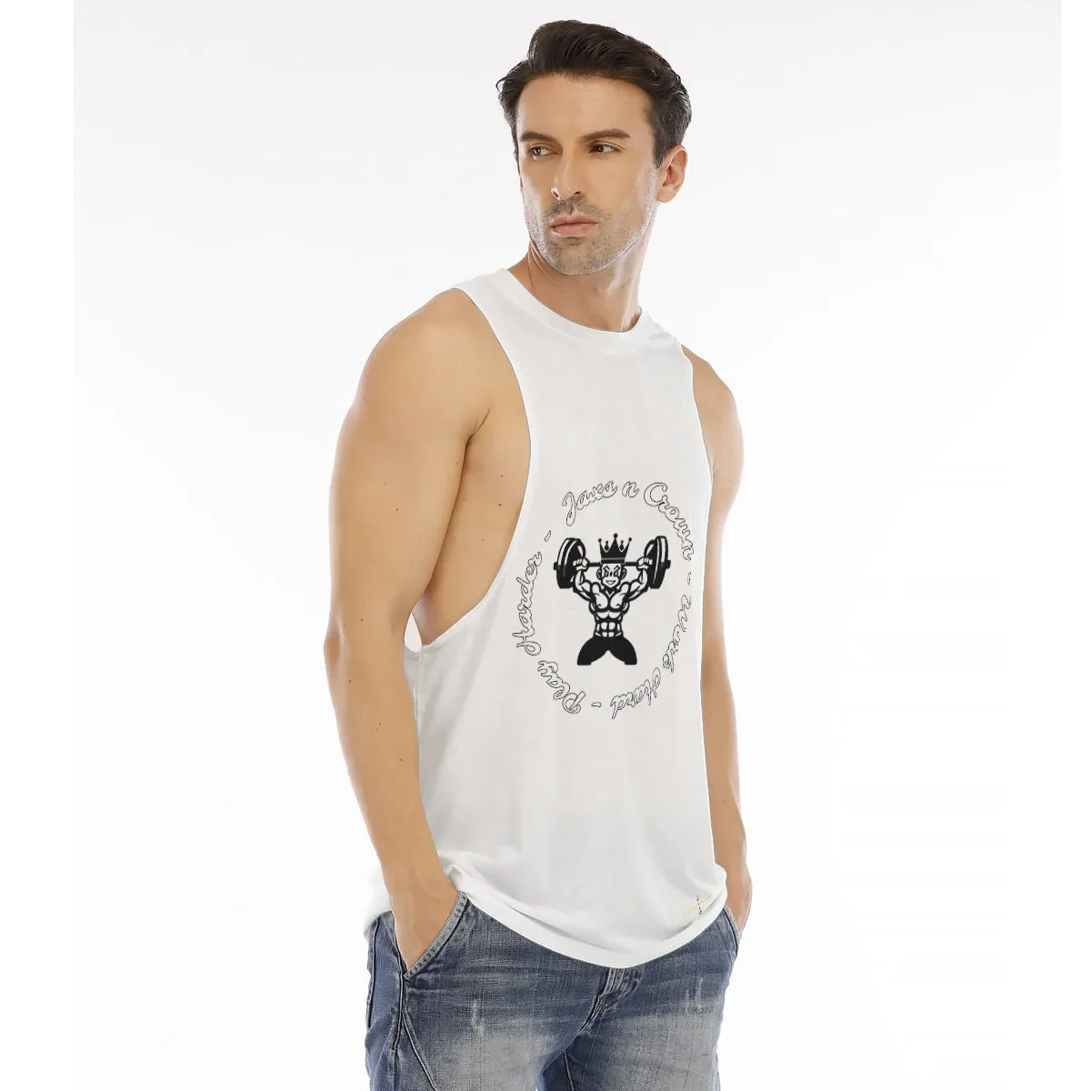 All-Over Print Men's O-neck Long Tank Top fitness theme