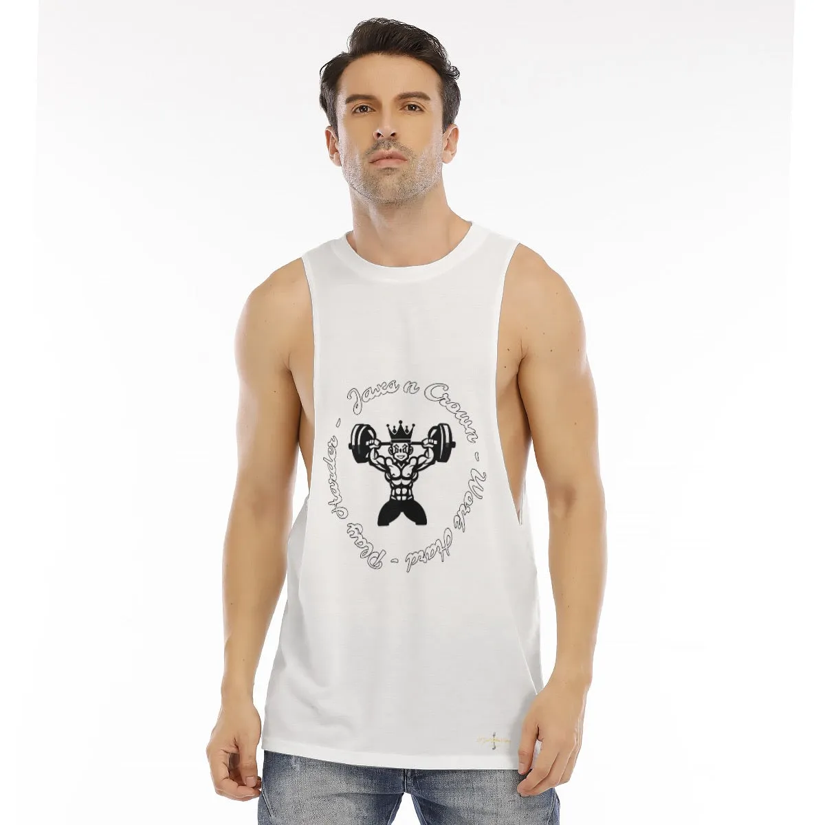 All-Over Print Men's O-neck Long Tank Top fitness theme