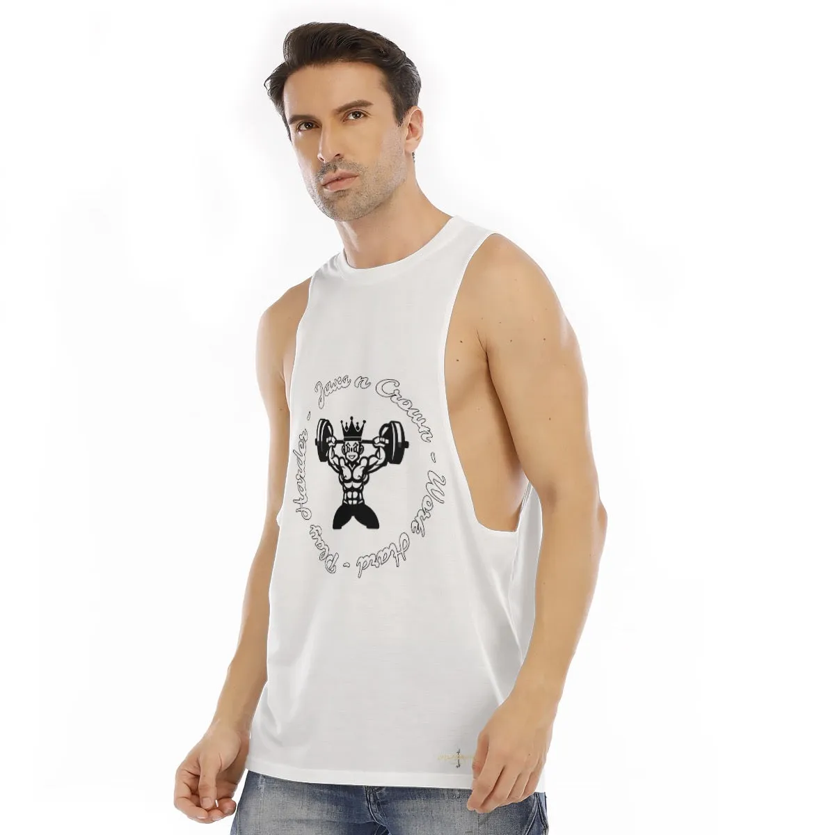 All-Over Print Men's O-neck Long Tank Top fitness theme