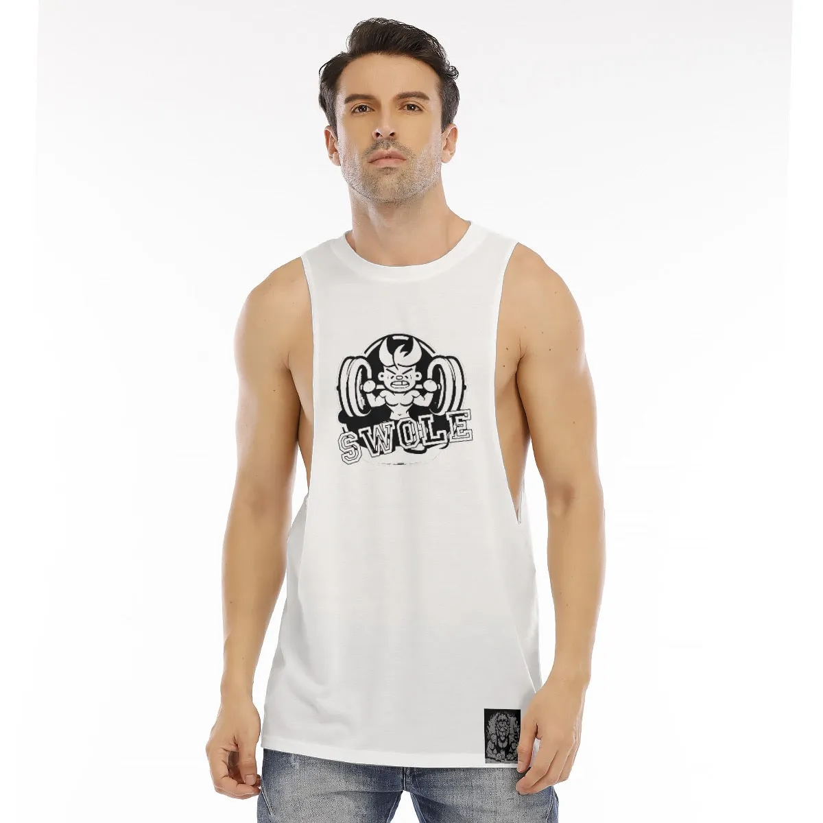 All-Over Print Men's O-neck Long Tank Top lion Podcaster