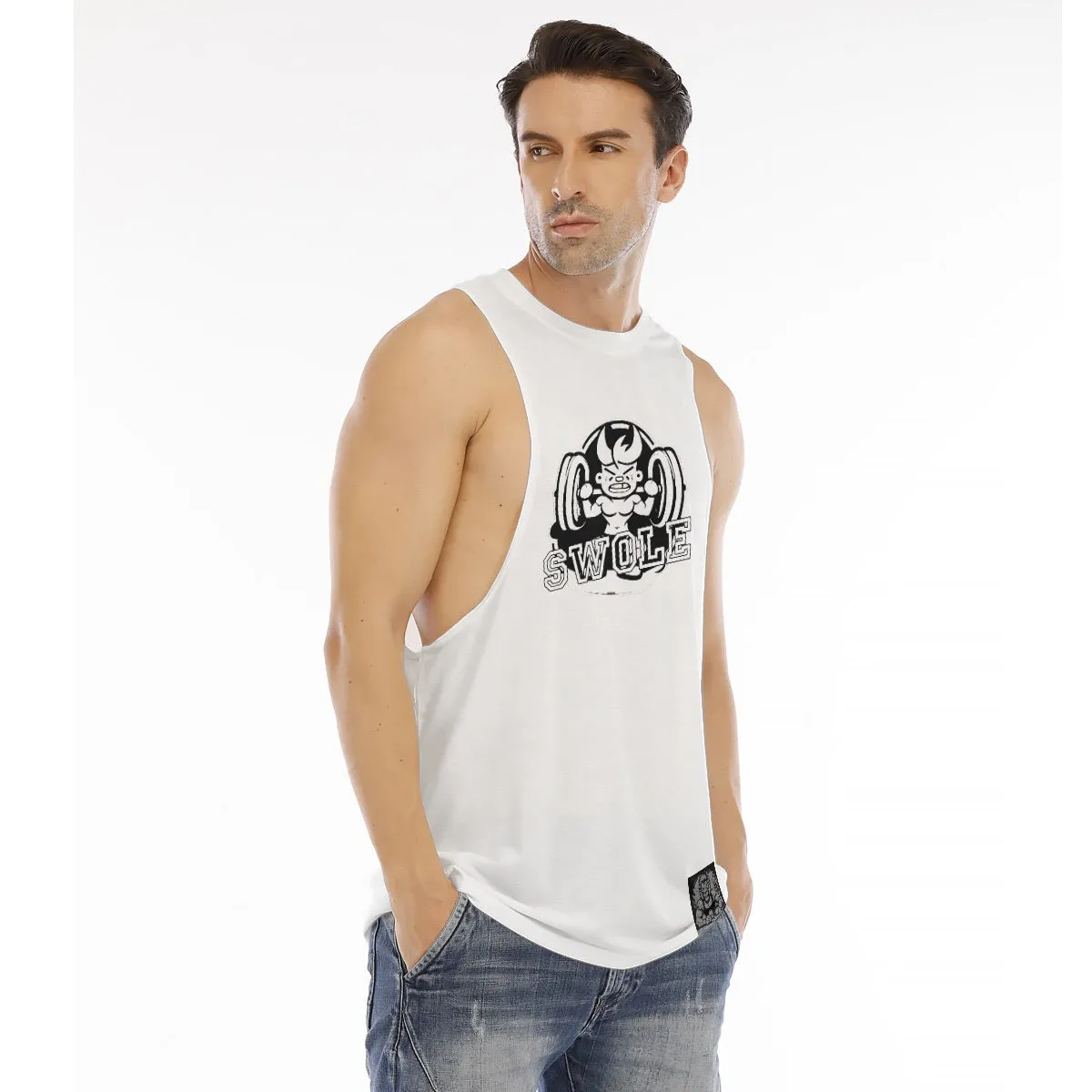 All-Over Print Men's O-neck Long Tank Top lion Podcaster