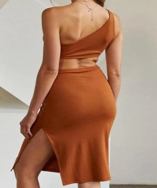 Anya Chocolate Cutout Bodycon Midi Dress