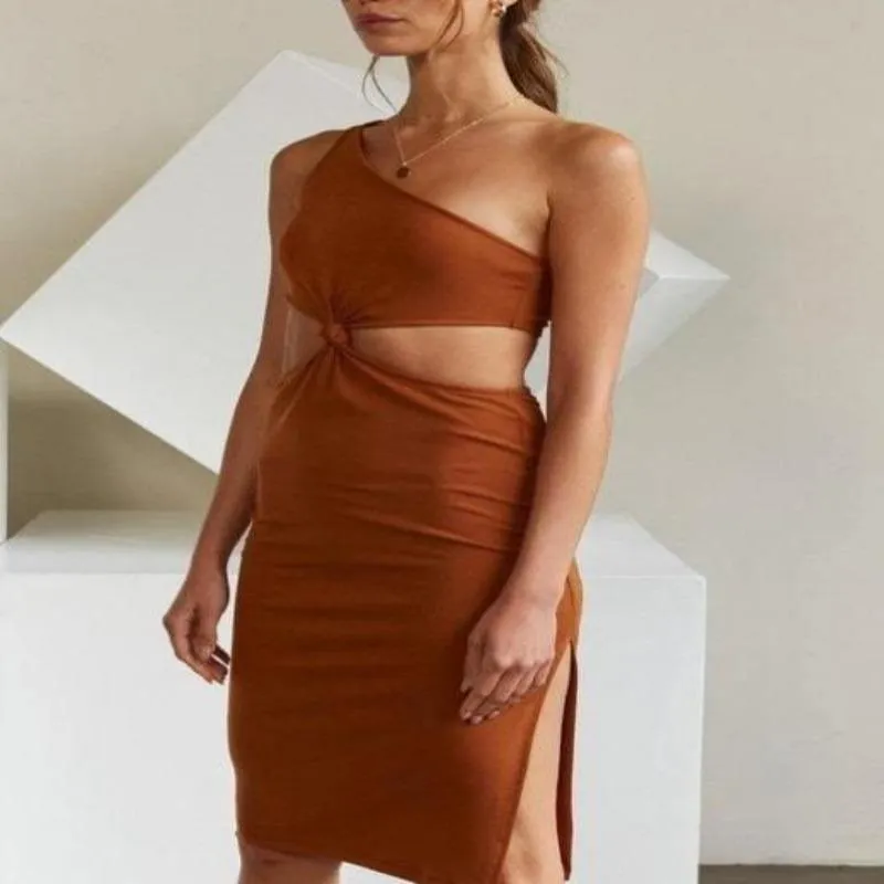 Anya Chocolate Cutout Bodycon Midi Dress