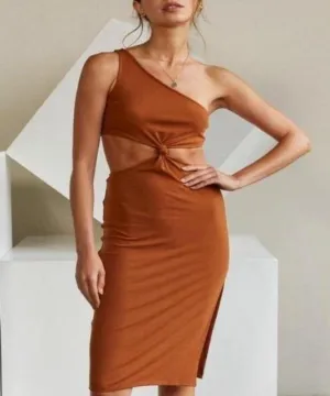 Anya Chocolate Cutout Bodycon Midi Dress