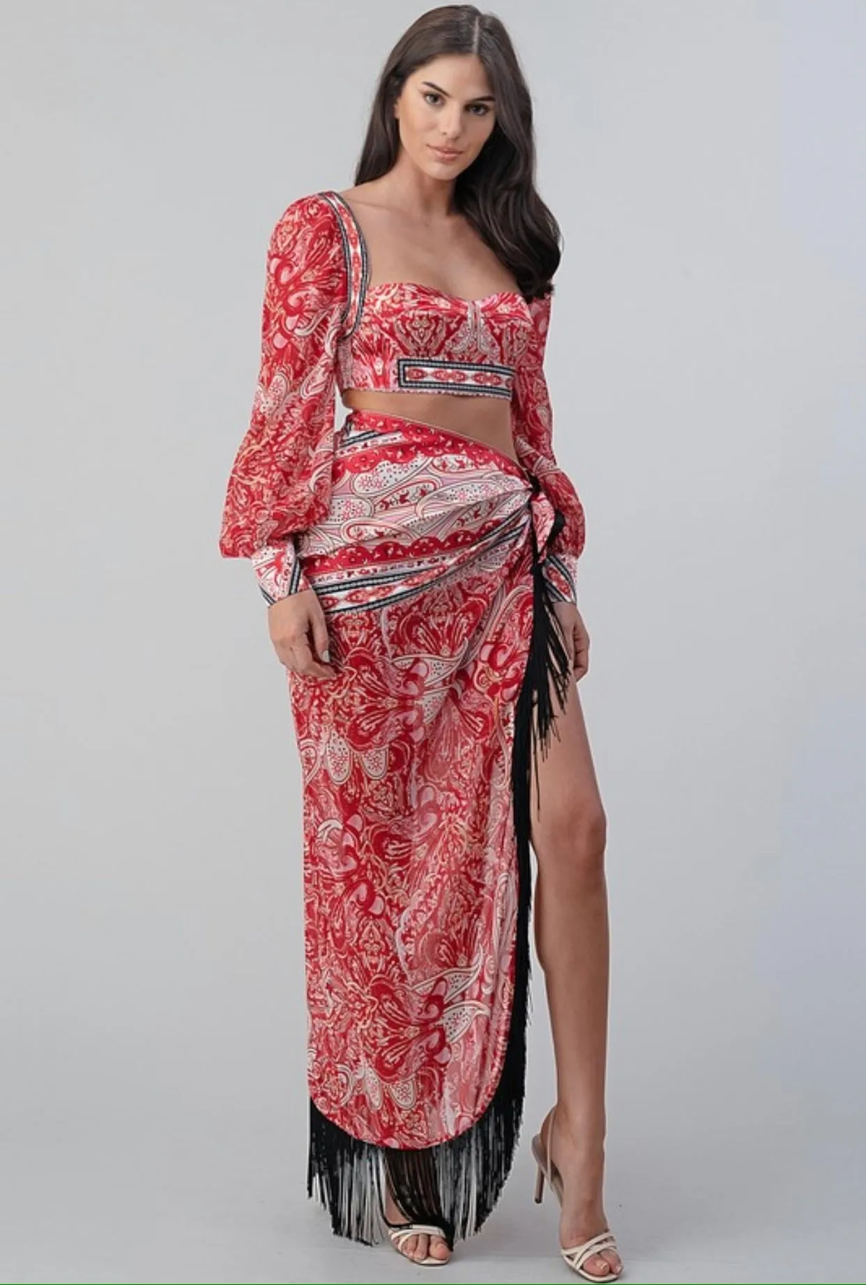 Arabian Stunner Fringe Skirt Set