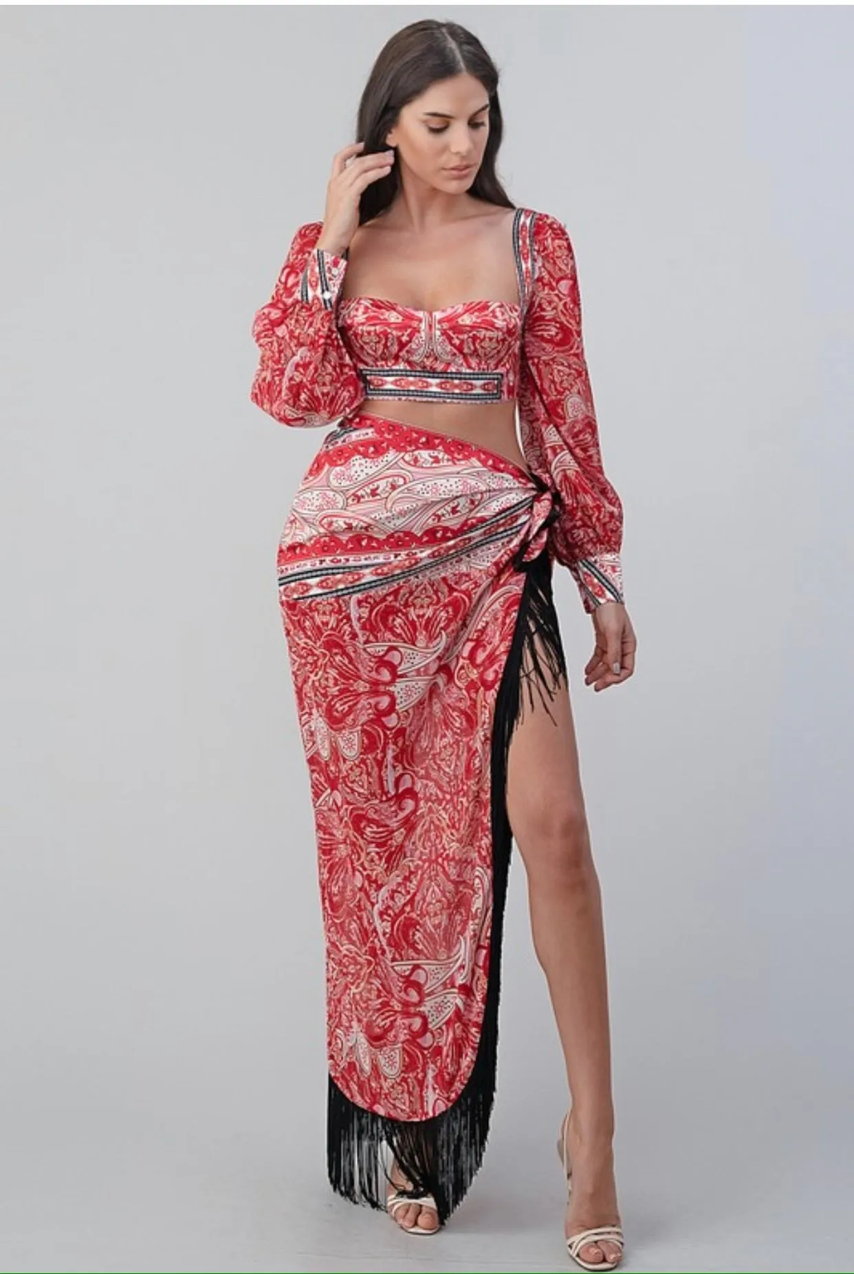 Arabian Stunner Fringe Skirt Set