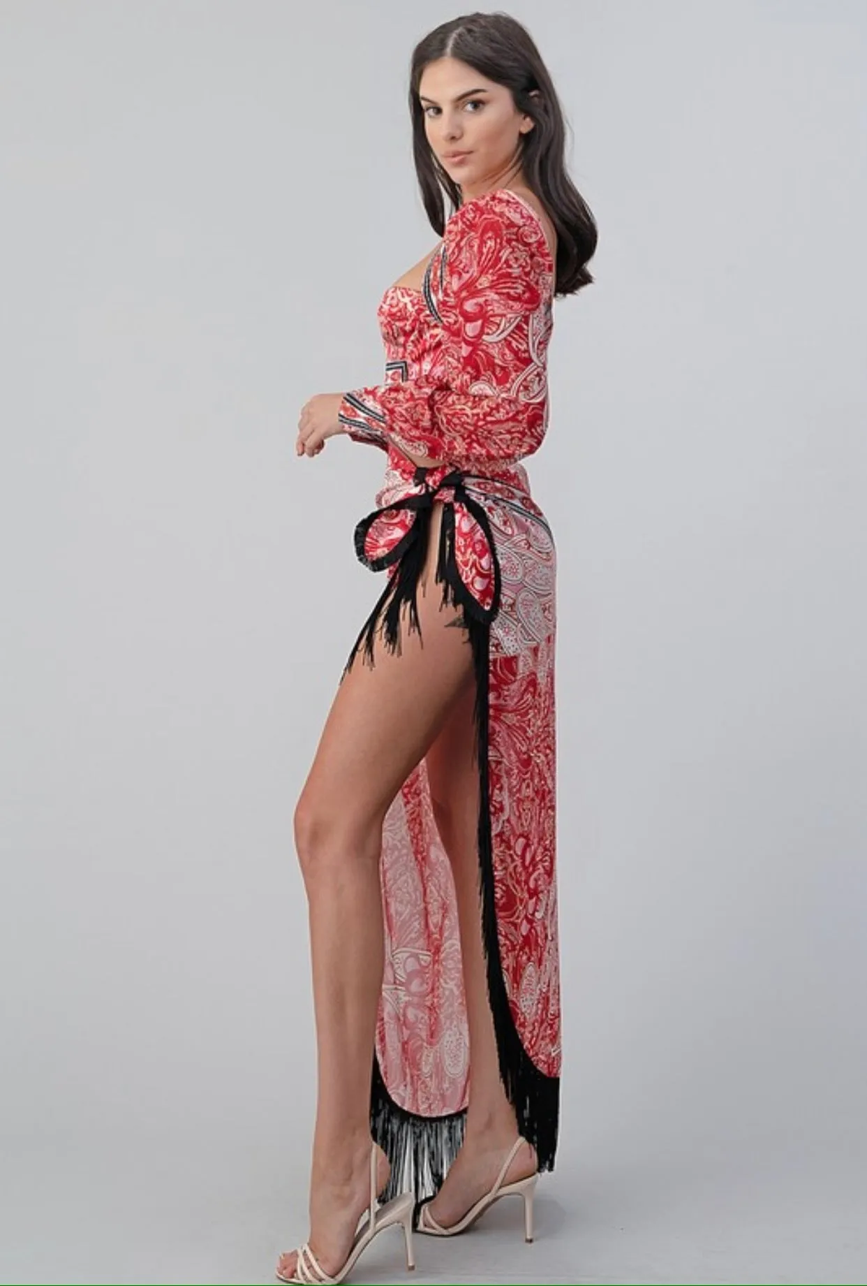 Arabian Stunner Fringe Skirt Set
