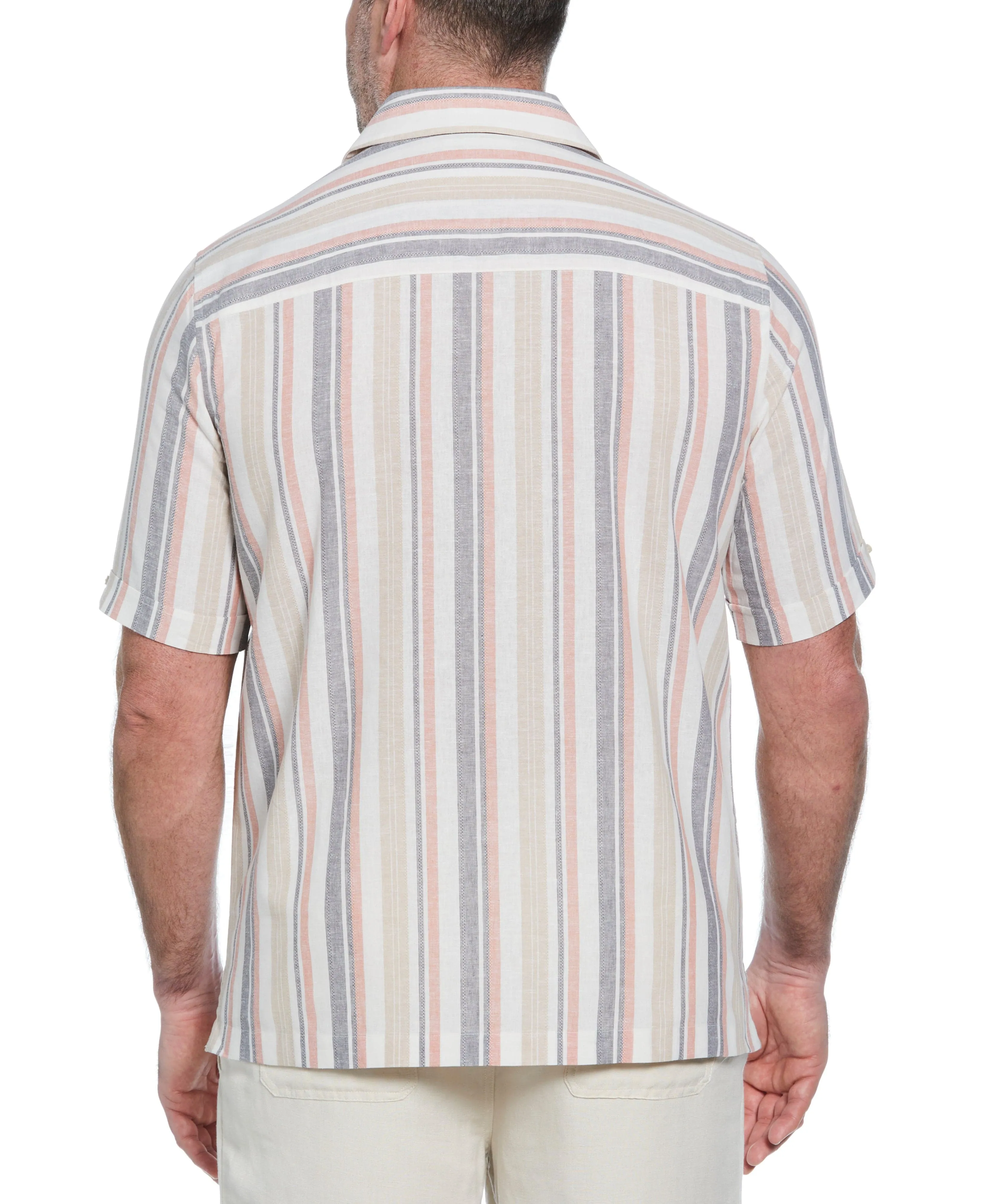 Big & Tall Linen Blend Striped Panel Shirt