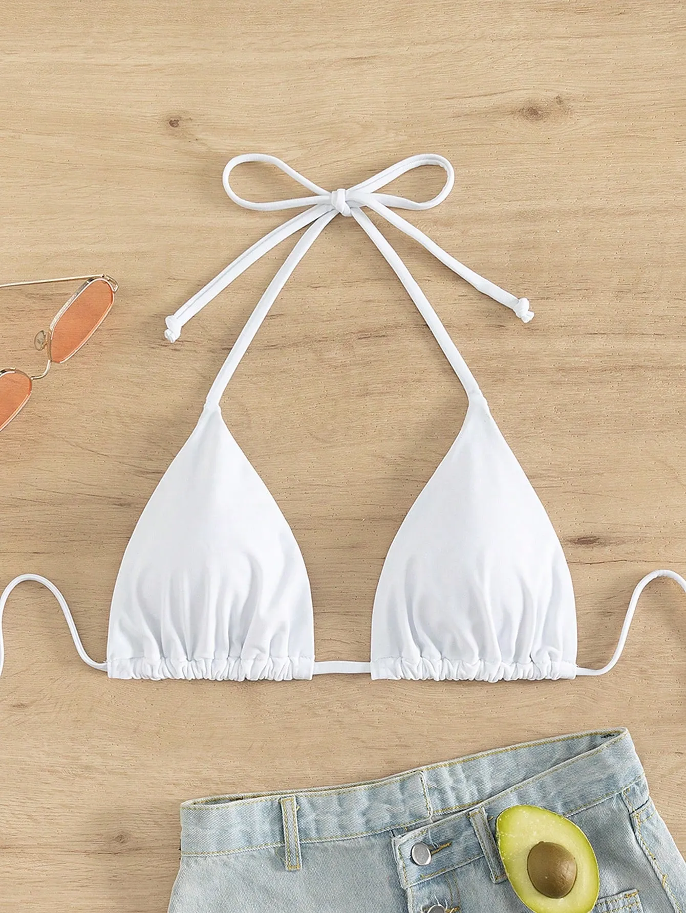 Bikini Triángulo Halter Unicolor