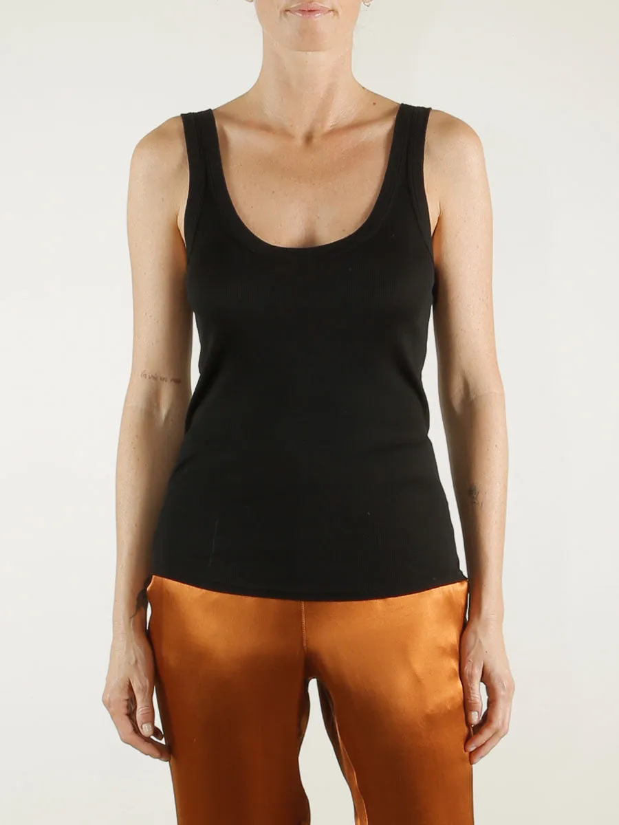 Cass Tank in Lightweight Rib - Black