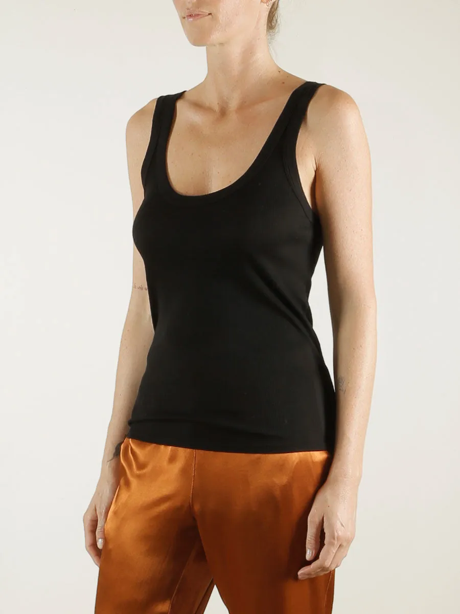 Cass Tank in Lightweight Rib - Black