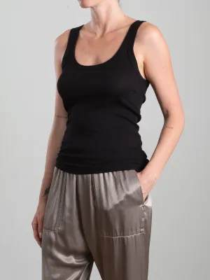 Cass Tank in Lightweight Rib - Black