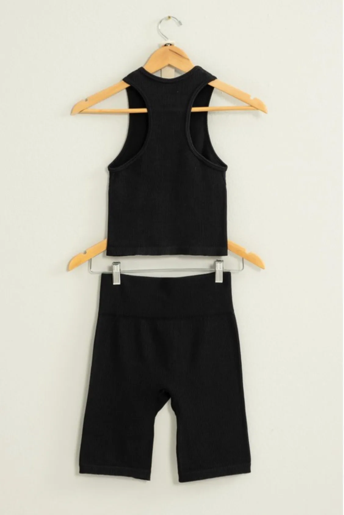 chasing dreams ribbed halter tank - BLACK