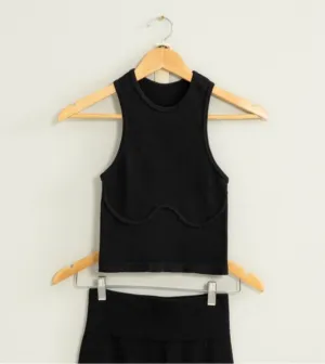chasing dreams ribbed halter tank - BLACK