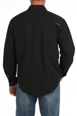 Cinch Men's Long Sleeve Ripstop Solid Button-Down Western Shirt - Black