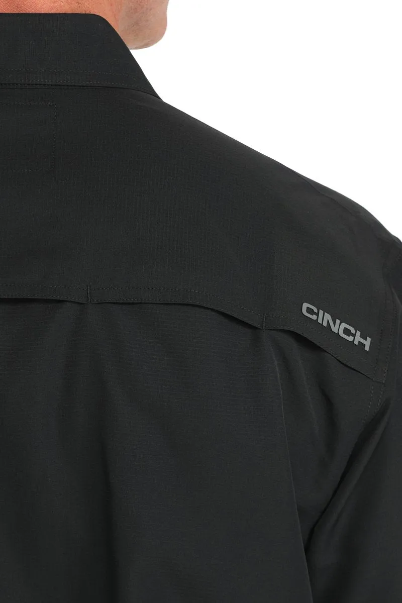 Cinch Men's Long Sleeve Ripstop Solid Button-Down Western Shirt - Black