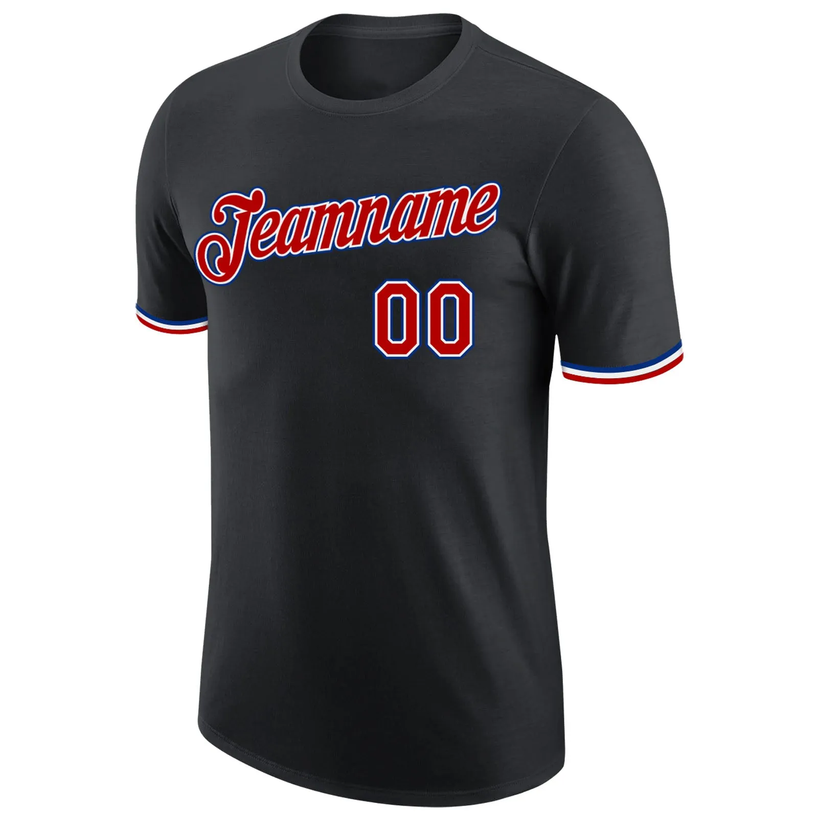 Custom Black Red-Royal Performance T-Shirt