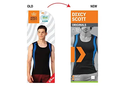 Dixcy Scott Men's Innerwear Regulart Fit Solid Vest (Pack of 2) (K1-PR47697_Black & Red_M)