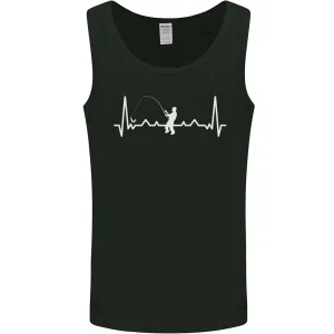 Fishing Pulse ECG Fisherman Heart Beat Mens Vest Tank Top