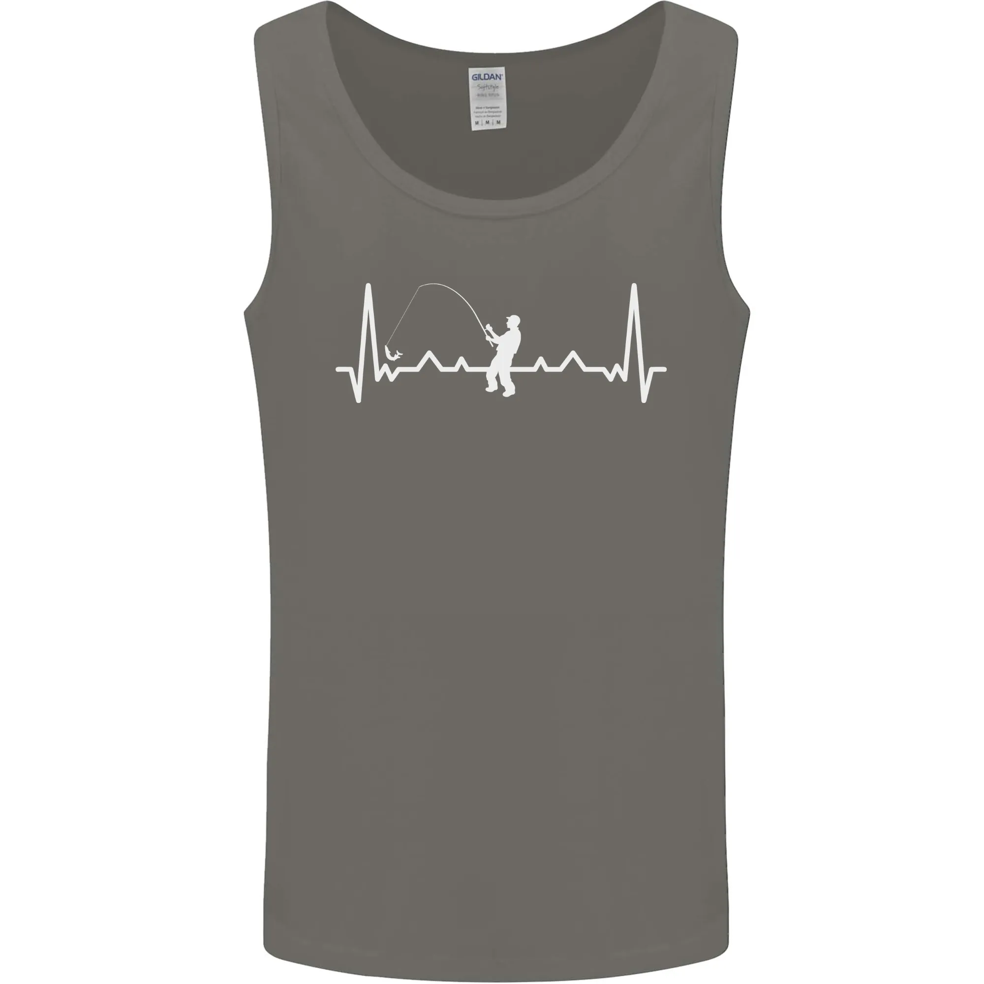 Fishing Pulse ECG Fisherman Heart Beat Mens Vest Tank Top