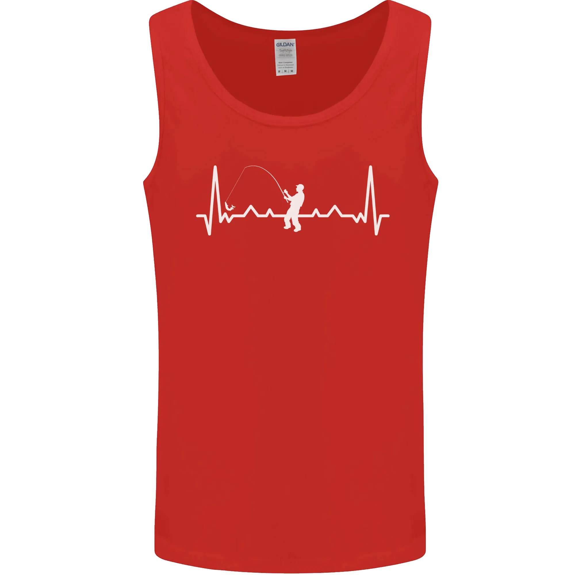 Fishing Pulse ECG Fisherman Heart Beat Mens Vest Tank Top