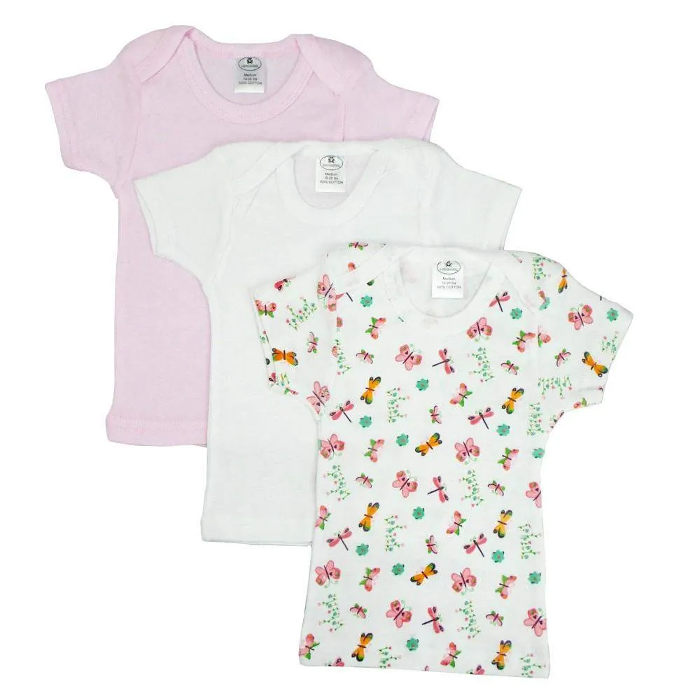 Girl's Rib Knit Short Sleeve T-Shirt Variety 3-Pack (NB,S,M,L)