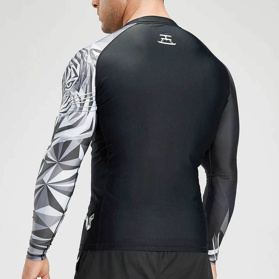 Graphic UPF50  Long Sleeve Rash Guard for Men - Tiger Style