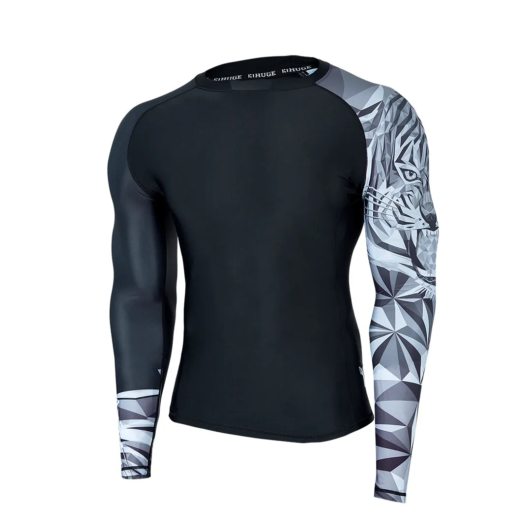 Graphic UPF50  Long Sleeve Rash Guard for Men - Tiger Style