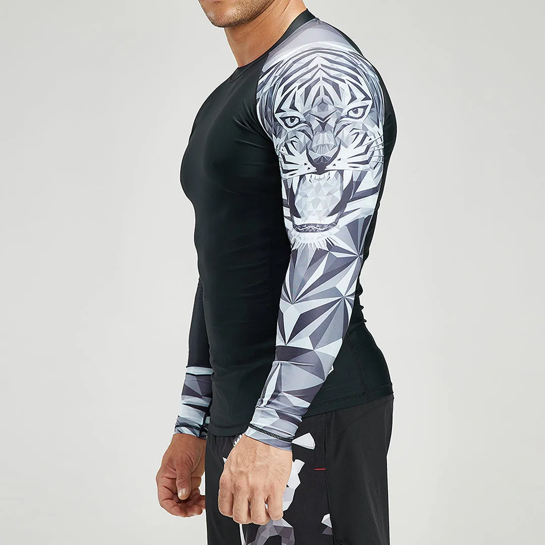 Graphic UPF50  Long Sleeve Rash Guard for Men - Tiger Style
