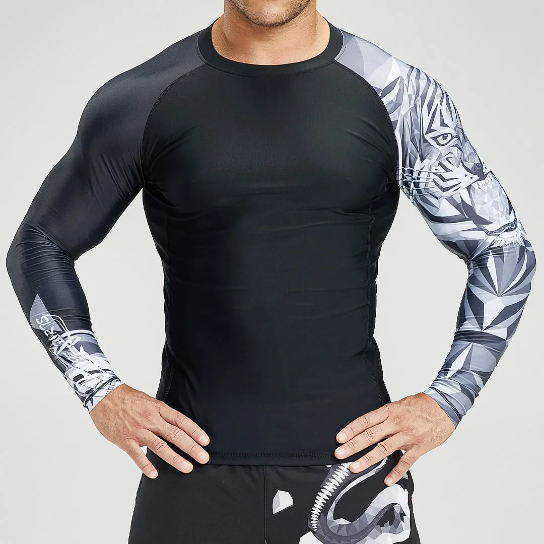 Graphic UPF50  Long Sleeve Rash Guard for Men - Tiger Style