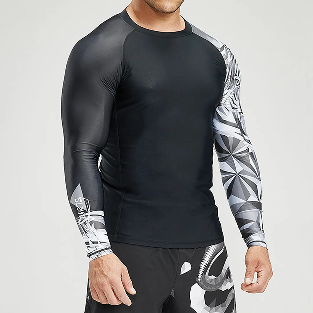 Graphic UPF50  Long Sleeve Rash Guard for Men - Tiger Style