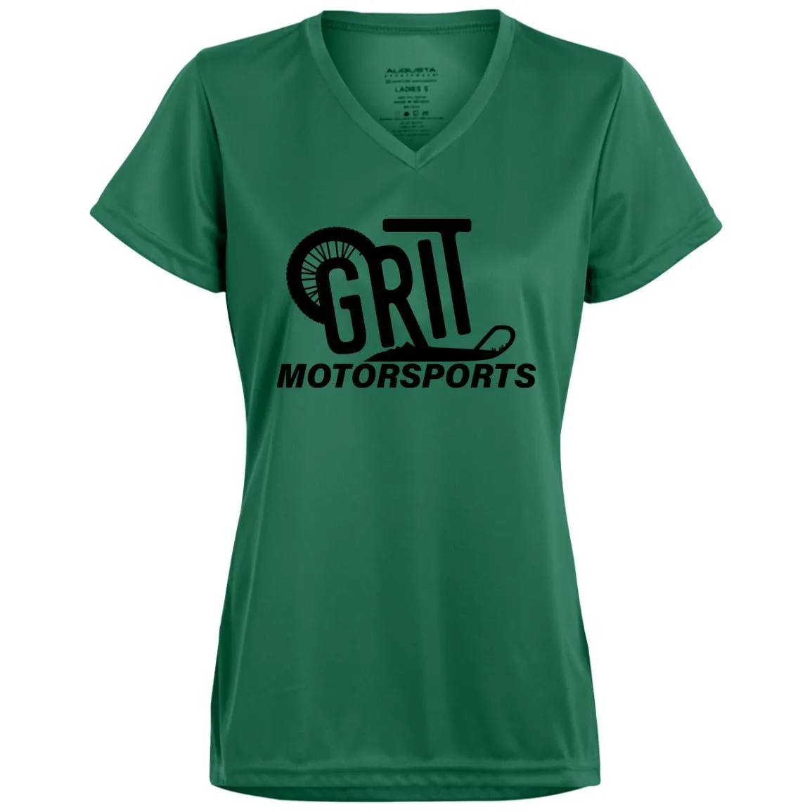 GRIT Black logo 1790 Ladies’ Moisture-Wicking V-Neck Tee
