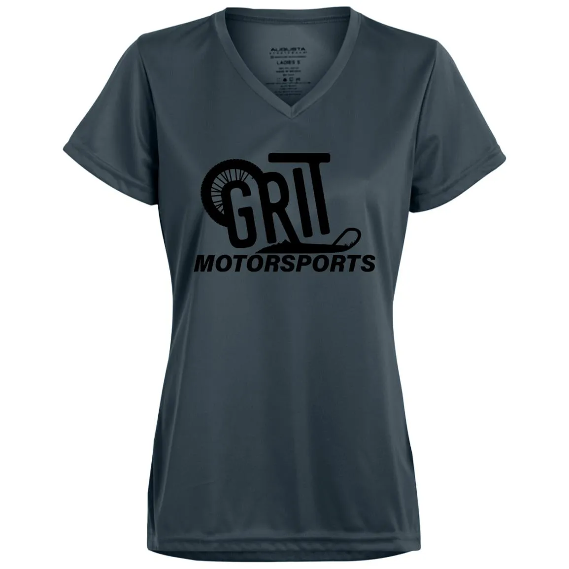 GRIT Black logo 1790 Ladies’ Moisture-Wicking V-Neck Tee